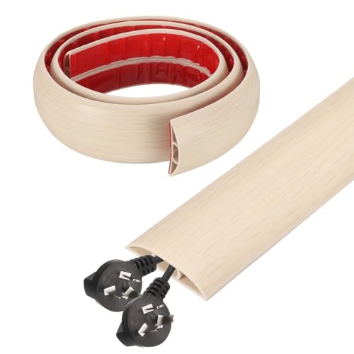 Cache-câble de sol beige bois HARFINGTON pour sécuriser le salon et le bureau