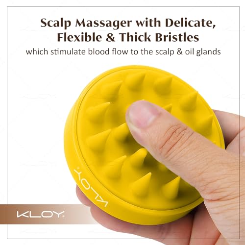 Image of KLOY Round Hair Scalp Manual Massager Shampoo Hair Brush, Super Soft Bristles for Exfoliating, Anti-Dandruff (Yellow)