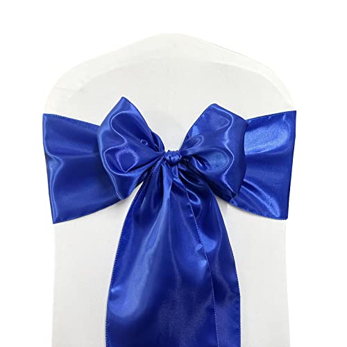 iEventStar Satin Sash Sashes Chair Bow Bows Cover Wedding Banquet Party Chair Decoration (Royal Blue, 50) - Image 2