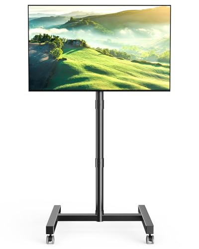 Forging Mount Mobile Tv Cart With Wheels For 23-60 Inch Lcd Led Oled Flat Curved Screen Tvs, Rolling Tv Stand Height Adjustable Tilt Holds Up To 88Lbs cover