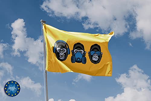 Drapeau trois singes de la sagesse édition moderne | Design unique | Fabriqué dans l'UE (90 x 150 cm) – vue 3