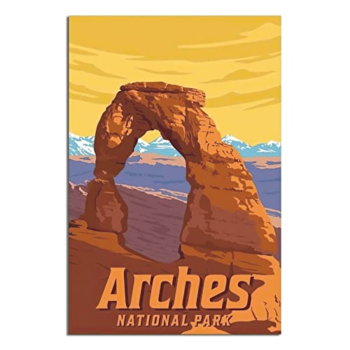 YONGCAI Póster de viaje vintage de Arches National Park Utah para pared, decoración de la habitación del hogar, póster de pintura con imagen de regalo