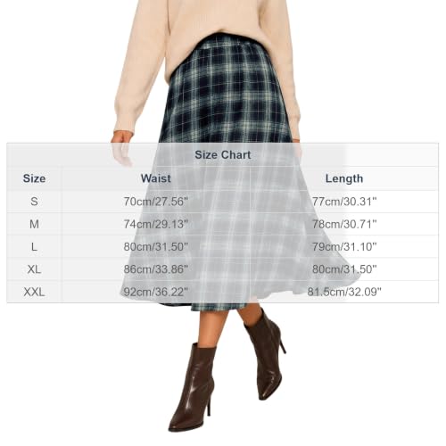 Huyxcye Womens Plaid Midi Skirt High Waist A Line Flowy Tartan Fall Winter - image 4