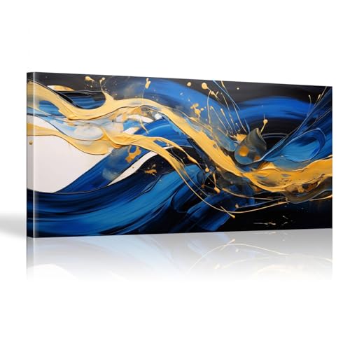 Tableau moderne bleu or de haute qualité pour décoration d'intérieur raffinée
