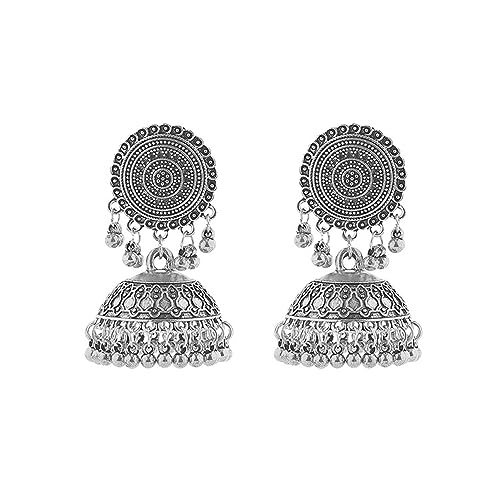 Vintage Jhumkas Indian Earrings for Women Wedding Statement Ethnic Gypsy Dangle Chandelier Earring Bohemian Temple Jhumki Oxidized Antique Bollywood Jewelry Gifts Festival Wear