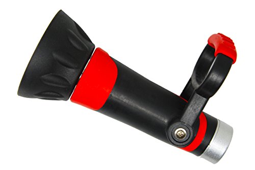 Utensilux TerraScape Heavy Duty Semi-Adjustable Fireman Garden Hose High Pressure Nozzle Water Sprayer (Red Black)