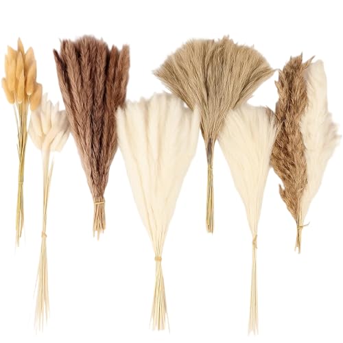 70 Pcs Pampas Grass Decor, Artificial Dried Flowers for Vase, Boho Home Decor, Wedding Table Arrangements, DIY Craft Projects