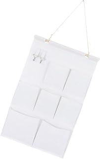 Ciieeo Creative Cotton and Linen Wall Hanging Storage Bag Wooden Stick for Home Organization Door and Closet Storage Keeps Items Tidy