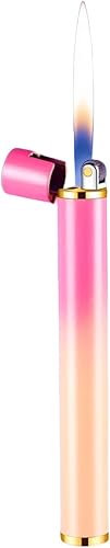 Encendedor de butano con tira de butano degradado rosa, único y lindo, encendedor creativo de ruedas, inflable y ajustable, adecuado para velas de
