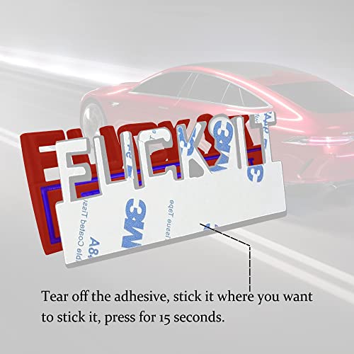 Image of Fuck IT Edition Emblem, Car Exterior Emblems Badge 3D Sticker Decal, Fuck-IT Edition Emblem 3D Fender Badge Decal, 3D Fender Badge Decal Car Truck Replacement, Fit for All Cars (Red Blue)