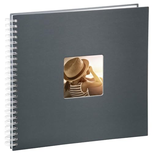 Hama Fotoalbum Jumbo 36x32 cm (Spiral-Album mit 50 weißen Seiten, Fotobuch mit Pergamin-Trennblättern, Album zum Einkleben und Selbstgestalten) grau
