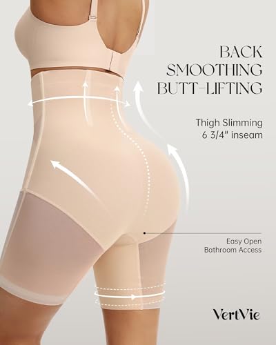 Vertvie Shapewear for Women Tummy Control High Waisted Shapewear Shorts Targeted Compression Body Shaper Bathroom Friendly3