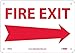 NMC FERAA FIRE EXIT Sign â€“ 10 in. x 7 in. Standard Aluminum Sign with Right Arrow Graphic, Red Text on White Base