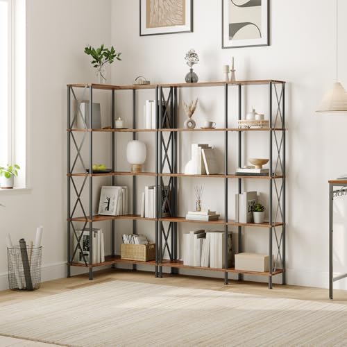 HOOBRO Eck-Bücherregal mit 5 Ebenen, industrielles großes Eckregal, L-förmiges Regal, Freistehendes Lagerregal, Standregal… – Ansicht 3