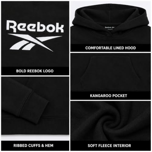 Reebok Girls Midweight Fleece Pullover Hoodie with Lined Hood for School - image 4