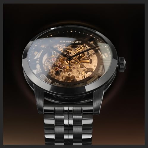Image of FORSINING Men's Automatic Watch with Mechanical Movement, Skeleton Dial and Leather Band