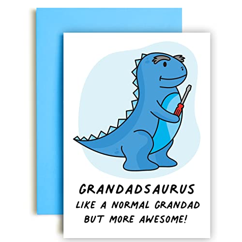 Huxters Dinosaur Birthday Card for Grandad Grandadsaurus – A5 Happy Birthday Card for Grandad with Unique Illustration and Cute Grandad Message – Fathers day – Grandfather Card (Grandadsaurus)