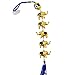 Hanging Amulet or Talisman Blue Evil Eye Turkish Eye Followed by a Row of 5 Golden Elephants and Beaded Tassel Great for Home Office or Car