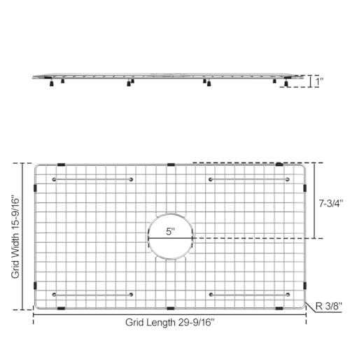 Sink Bottom Grid 29-1/2" X 15-9/16", Centered Drain with Corner Radius 3/8", Sink Protector by Rurayati - Used condition - Image 2
