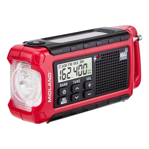 Midland ER210 NOAA Emergency Weather Radio - Compact, Crank, Weather Alerts, AM/FM Radio, Multiple Power Sources, SOS Emergency Flashlight