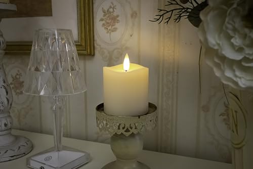 Image of Flameless LED Pillar Candles Flickering with Remote Timer, Battery Operated LED Candles Up to 400 Hours, 3D Moving Flame Real Wax Candles. (Ivory-1pack-3x3)