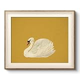 VIYYIEA Framed Wall Art for Living Room, Swan Canvas Prints, Yellow Home Decor, Animals Painting Picture, Bathroom Wall Decor Gifts for Friends or Family -【Swan Yellow】-(12L x 10W)