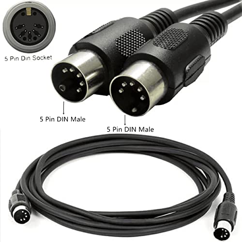 CABLEPELADO Audiokabel DIN 5-polig | 5-poliges MIDI-Kabel für MIDI-Controller-Instrumente, Klaviertastatur Sequenzer, Batterie, Prozessor-Effekte, Multi-Effekt-Pedal, Schwarz | 1 Meter