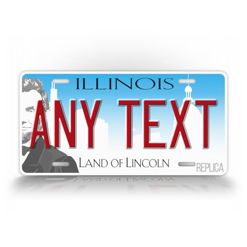 Custom Illinois State License Plate, 50 States and Puerto Rico Collection, Personalized Vehicle Tags, Novelty Aluminum Plates