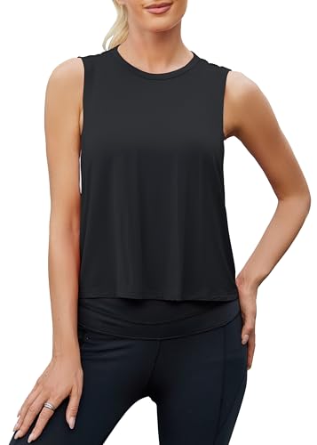 Mippo Workout Tops for Women Open Back Shirts Cropped Athletic Yoga Tank Tops Gym Clothes2