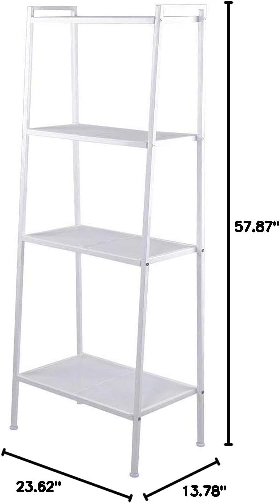 Multifunctional Metal 4 Shelf Bookcase, Ladder-Shaped Plant Flower Stand Rack Bookrack Storage Shelves, Industrial Ladder Shelf, Storage Organizer Rack, Shelf Display Rack