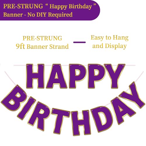 Image of Pre-Strung Happy Birthday Banner - Purple Party Decorations