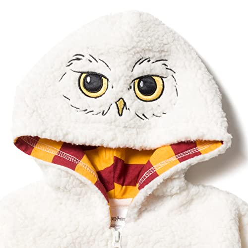 Harry Potter Hedwig Owl Infant Baby Boys Fleece Zip Up Costume Hoodie White 12 Months - Thumbnail 4
