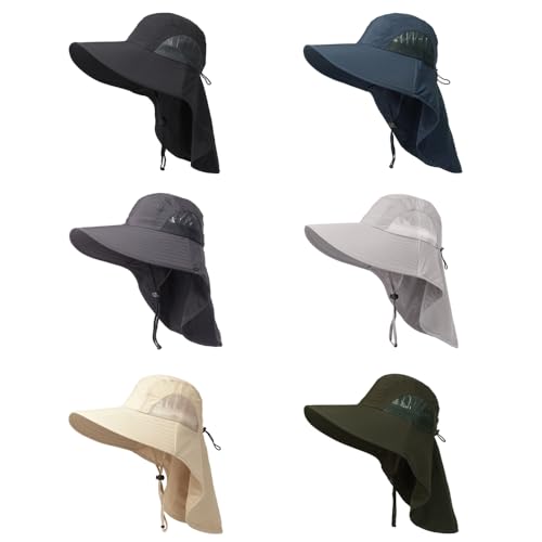 Chapeau de soleil à large bord pour femme avec protection UV UPF 50+, mentonnière réglable, rabat pour le cou, pour l'été, l'extérieur, la randonnée, le jardinage, kaki, 1-8 – vue 2