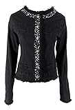 JOPHY & CO. Chaqueta vaquera de mujer sin cuello de algodón con bolsillos falsos con acabados (cód. 987 & 988), Negro (987), M