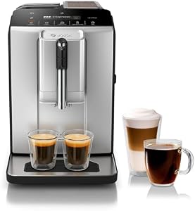 Bosch 300 Series Fully Auto Espresso Machine with Grinder and Steam Wand | Double Cup, Large Bean Capacity - Easy Clean, Maintenance - Barista Quality Super Coffee Maker for One-Touch Drinks