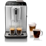 Bosch Fully Automatic Coffee and Espresso Machine - One-Touch Drinks, Barista Style, Double Cup Super Coffee Maker - Large Bean Capacity - Easy Clean, Maintenance - Silver- TIU20307