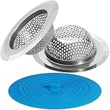 3 Pack Kitchen Sink Strainer and Sink Stopper, Sink Strainer Stopper Kit, Universal Silicone Drain C