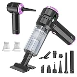 Handheld Vacuum Cleaner, 23000Pa Powerful Cordless Car Vacuum Cleaner, 3 Speed Brushless Motor Mini Hand Held Vacuum with Multiple Brush Heads for Car, Home, Office, Kitchen, Pet Hair (Black Purple)
