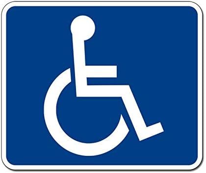 JR Studio Adhesivo de acceso para silla de ruedas azul y blanco de 4 x 5 pulgadas, logotipo para discapacitados, calcomanía de vinilo segura,