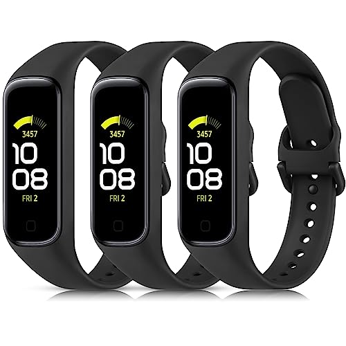 【3 Pezzi】 Cinturino Per Samsung Galaxy Fit 2 SM-R220, Cinturini Traspirante Braccialetto di Ricambio per Samsung Galaxy Fit 2,Nero+Nero+Nero