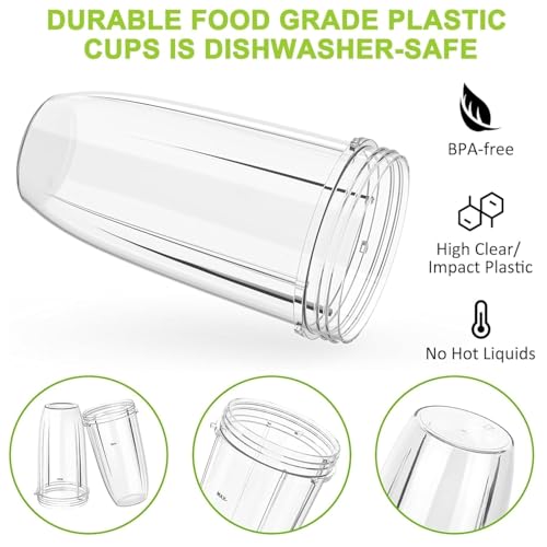 Image of Large Replacement Cup (950ml / 32 oz) for Nutri Bullet 600W & 900W Blenders - Big Jar Only (No Blade Assembly) - BPA Free - Kaus Kitchen