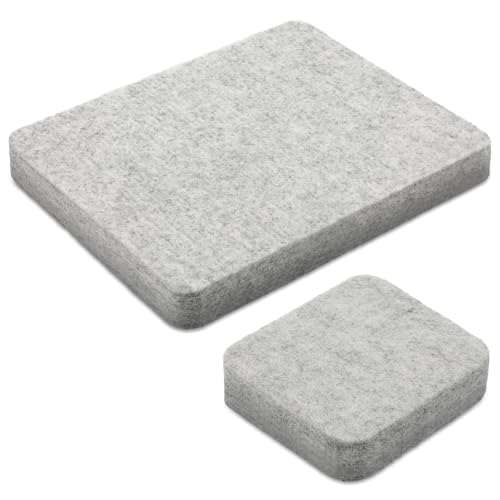 Prasacco 2 Pcs Needle Felting Pad Set, 10x8x1 Inch/4.53x3.35x1 Inch Needled Felting Mat Thick and Firm Needle Felt Base for Precision Felt Project, DIY Crafts (Grey)