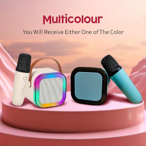 Image of Karaoke Machine for Kids Adults, Mini Portable Blue-Tooth Karaoke Speaker with Wireless Microphone and Dynamic Lights Birthday Gift Home KTV Outdoor Travel(Multicolour)