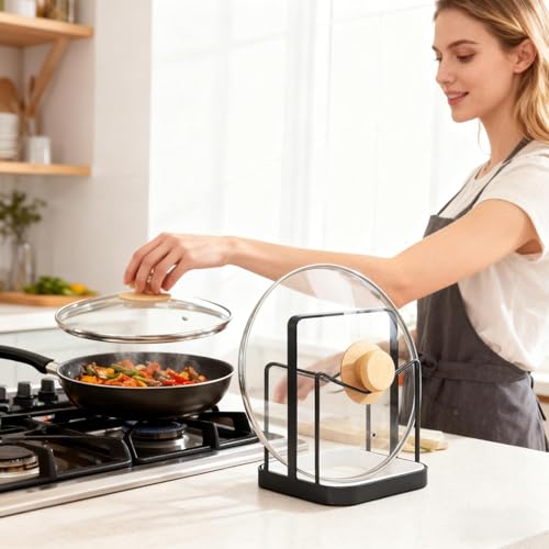 Support de couvercle de casserole pour armoire pour stopper le désordre