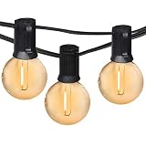Banord 29FT Globe Outdoor String Lights, Shatterproof Patio Lights with 15 Dimmable Plastic Bulbs, W