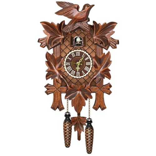 Cuckoo Clock with Working Bird Pendulum Wall Clock Wooden Cuckoo Clocks for Wall Coo Coo with Night Mode for Living Room Bedroom Housewarming Gifts..