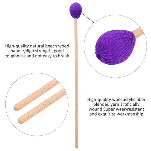 Marimba Mallets, 2Pcs Beech Handle Marimba Mallets Beech Handle Xylophone Instrument Accessories Blended Yarn Provide You With A Unique Playing Experience(Purple) #TOP4