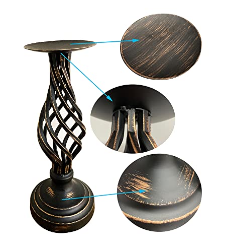 Prudance 11.1" High Metal Candle Holders For Pillar Candles,Vintage Spiral Design Candlestick Ornament For Fireplaces, Wedding Table Decorations, Christmas, Home Decor And Party Dinners. #TOP2