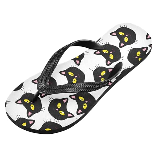 Burbuja Big Black Cat Faces Flip Flops for Women Men, Soft Thong Sandals Rubber Slippers for Pool Beach Essentials2