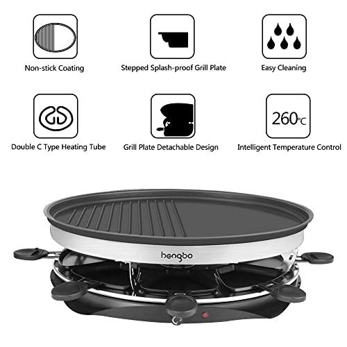Raclette Grill, Raclette 6 8 10 Personen mit 1 Raclettepfännchen Antihaftbeschichtung 8 Raclette Pfannen und 4… – Bild 3